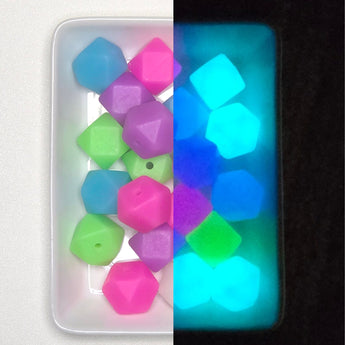 Glow-in-the-Dark Hexagon Silicone Beads (14mm)